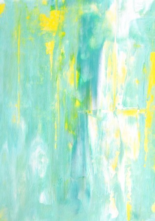 Turquoise and Yellow Abstract Art Painting